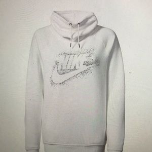 Nike Funnel Neck Hoodie with silver metallic logo